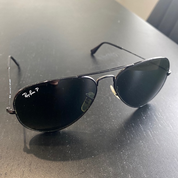 Black Polarized Aviator Ray-Ban Sunglasses main image 5